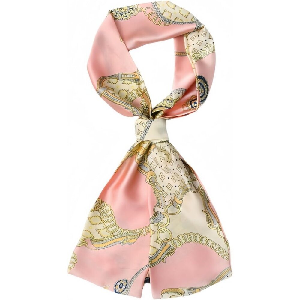 Women Pink Purse Handbags Satin Scarf Lightweight Fashion Silk Neck Tie